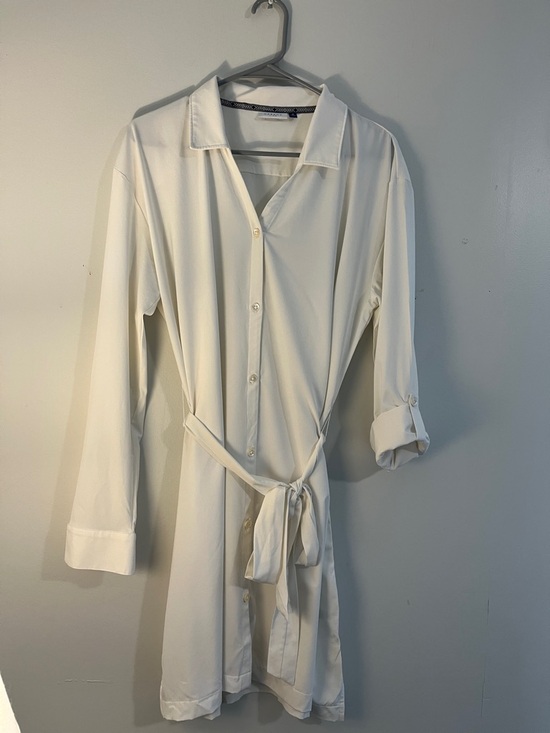 Cabana Life Dresses & Skirts - Cabana Life White Dress with Black Geometric Trim